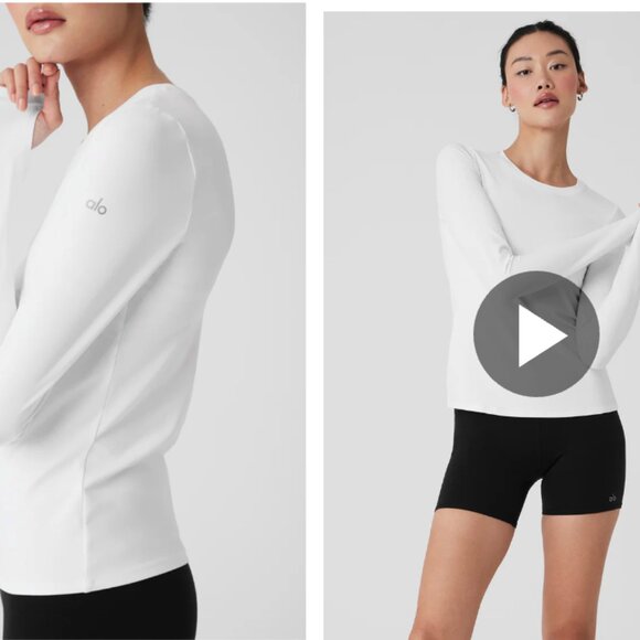 ALO YOGA ALOSOFT FINESSE LONG SLEEVE WHITE MEDIUM --BEAUTIFUL! - Picture 9 of 9